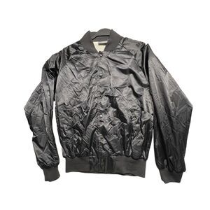 Auburn Sportswear Jacket Mens Small‎ Nylon Black Snap Front Coat VTG Preppy